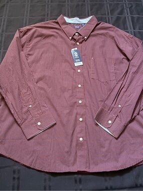 IZOD All-Over Stretch Long Sleeve Woven Shirt Men's Size 4XB Plaid NWT